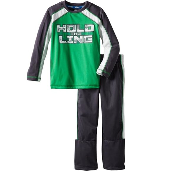 Asics Toddler Long Sleeve Hold The Line Football 2 piece sport set Shirt Pant 4T - Picture 1 of 6